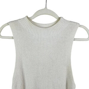 Michael Kors Sleeveless Tunic Mock Neck Ivory Cream Sweater Dress Size  Small‎